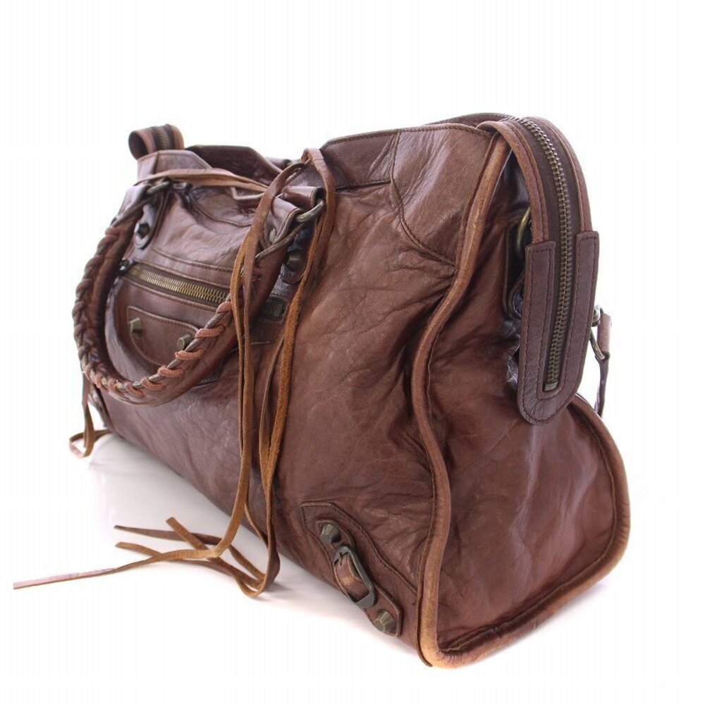 Balenciaga The City Editors Bag Handbag Hobo Fringe Leather Brown